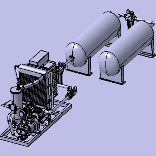 螺杆压缩机工业压缩空气处理厂3d三维几何数模型空气压缩机工厂